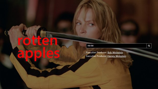 Kill Bill comes up "rotten" on the site, thanks to the Weinsteins' involvement.