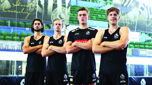 Magpie evolution: (right to left) Brayden Sier, Darcy Moore, Jonathan Marsh and Brodie Grundy.