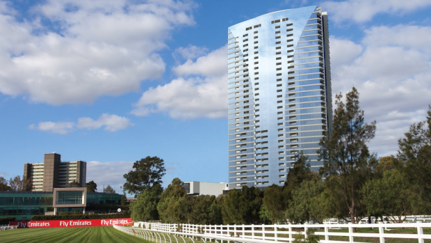 An artists impression of a proposed tower on land on Epsom Road owned by Flemington Racecourse. 