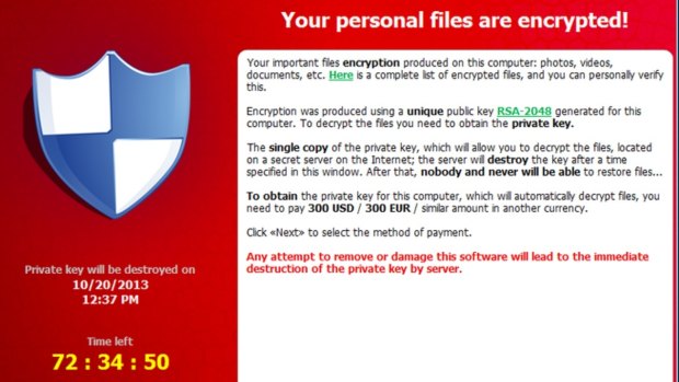 The Cryptolocker software.