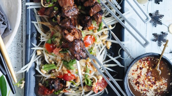 Neil Perry's grilled pork skewers.