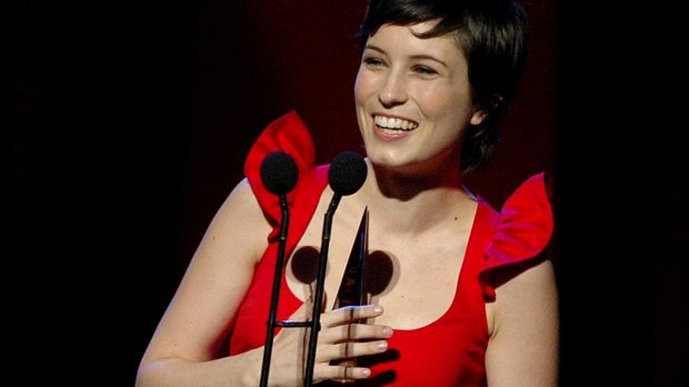 Missy Higgins accepting the award for best pop album at the 2005 Aria Awards in Sydney.