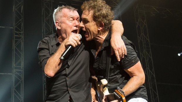 Jimmy Barnes and Ian Moss perform in Cold Chisel.