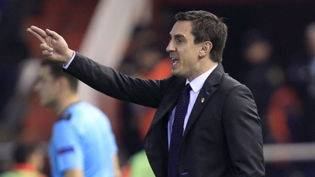 Gary Neville on the sidelines for Valencia. There are already rumblings of discontent among supporters.