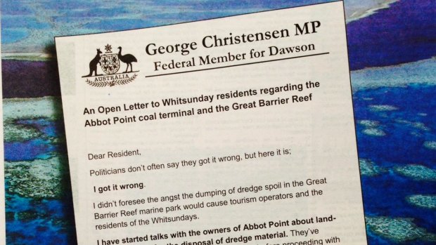 Letter from George Christensen in the Whitsunday Coast Guardian.