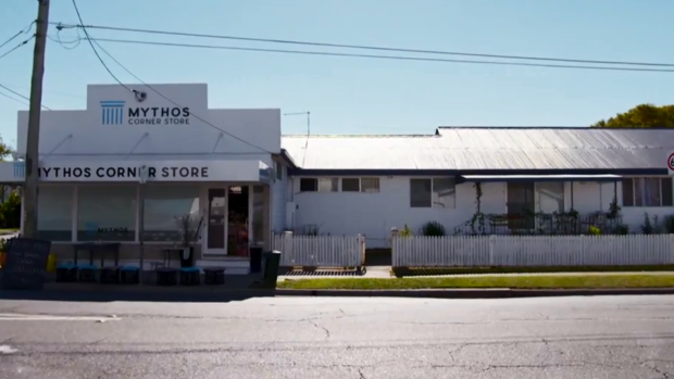 Stuss's house next to his corner store where he and Steve set up their instant restaurant. 