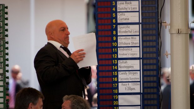 Vincent Panuccio working for a bookmaker during the 2010 Melbourne Cup carnival.