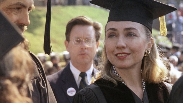 High achiever: Hillary Clinton receives a honorary doctor of laws degree from Hendrix College in Arkansas just months before husband Bill is elected President.