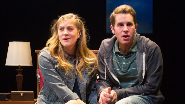 Laura Dreyfuss and Ben Platt in the Pasek and Paul musical Dear Evan Hansen at the Second Stage Theatre in New York.