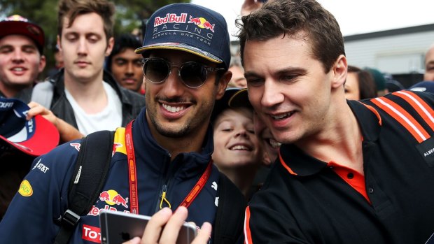 Daniel Ricciardo arrives at the circuit at Albert Park.