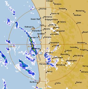 The radar images over Perth on Tuesday morning.