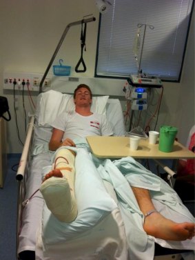 Road to recovery: Gary Rohan in a picture posted on Twitter by teammate Jed Lamb.