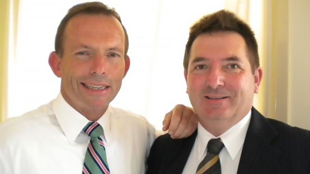 Former prime minister Tony Abbott and former Liberal Party member Marcus Cornish.