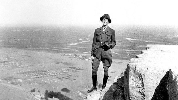 C. E. W. Bean on the Pyramid of Cheops, Giza, before the Gallipoli invasion, 1915.