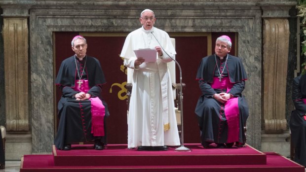 Pope Francis issued a stinging new critique of the Vatican's top administration during his address.