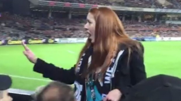 A Facebook user posted a video of the woman alleged to have thrown a banana at Crows player Eddie Betts.