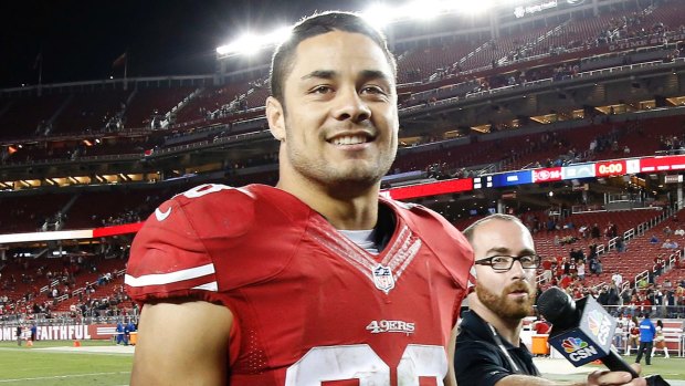 Jarryd Hayne, in 2015, in a preseason game for the San Francisco 49ers. 