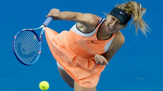 Maria Sharapova shows orange has more grunt on a blue court.