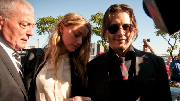 Johnny Depp and Amber Heard at a Queensland court in April 2016.