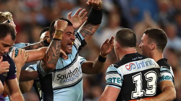 Andrew Fifita was instrumental in the Sharks' victory over the Storm in the 2016 grand final.