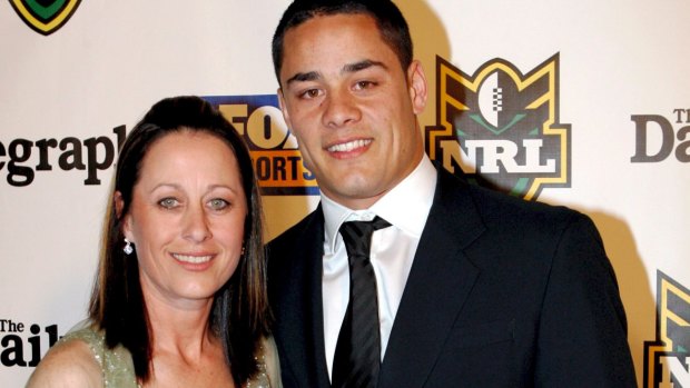 Mum knows him best: Jodie and Jarryd Hayne.