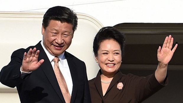 Clampdown: China's President Xi Jinping and his wife, Peng Liyuan, about to leave Sydney on November 19. Mr Xi has told Communist Party officials to uphold discipline.