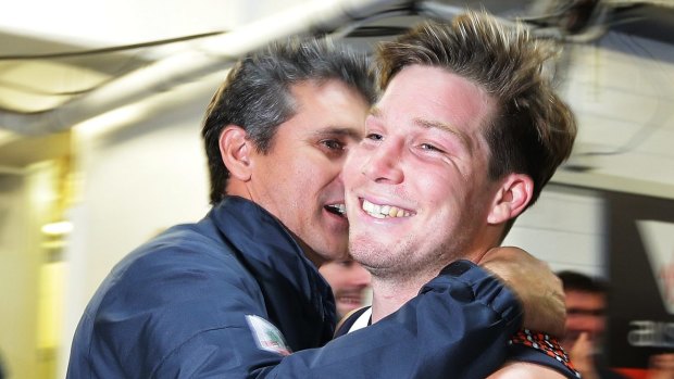 Toby Greene with Giants coach Leon Cameron.