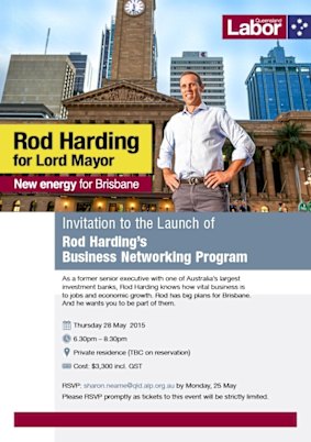 An invite to Rod Harding's business networking program launch.