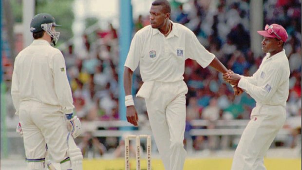 The way we were: Steve Waugh and Curtly Ambrose's famous confrontation in Port of Spain in 1995.