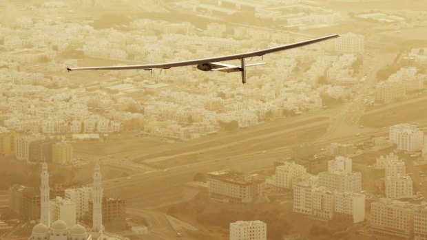 Solar Impulse 2 earlier in its journey to circumnavigate the planet.