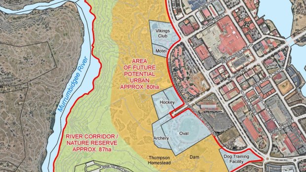 Land west of the Tuggeranong town centre the ACT government plans to develop into a new suburb.