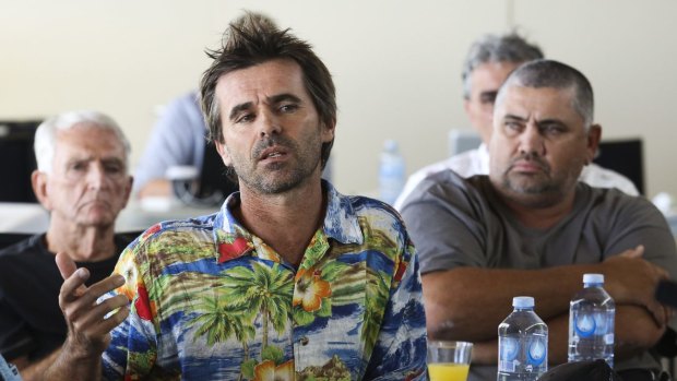 Wayne Webster of Webster Surfboards at the Public Hearing Shark Inquiry at Ballina Surf Club.