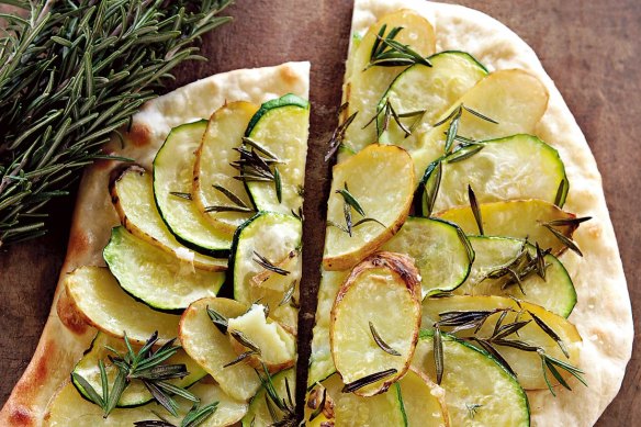 Potato and zucchini pizza.