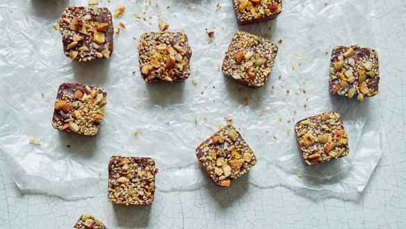 Nuts and seeds balance out the sweetness in these tiffin bites.