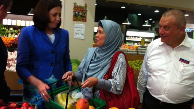 Annastacia Palaszczuk campaigns at Sumnybank Hills Shopping
Centre as she bids to become premier.