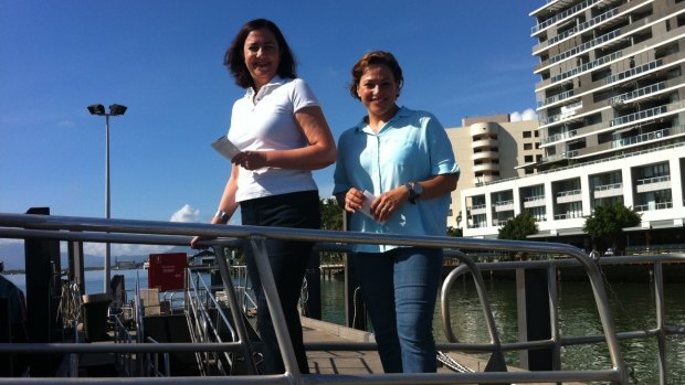 Annastacia Palaszczuk and Jackie Trad campaign in Cairns on Wednesday.