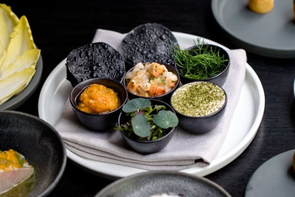 Starter snacks at Bentley Restaurant and Bar, Sydney CBD.