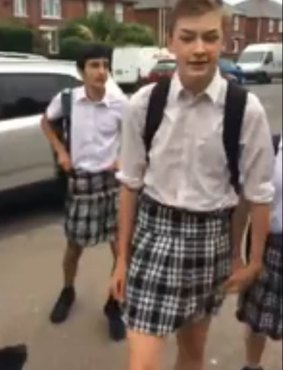 The students borrowed skirts from their girl friends, changed en route and gave interviews on a Facebook live video.