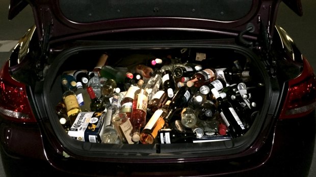 An image of the boot loaded with allegedly stolen alcohol. 