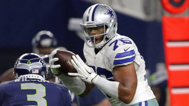 Greg Hardy playing for the Cowboys against Seattle.