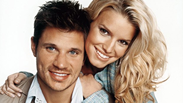 Nick Lachey and Jessica Simpson during their Newlyweds days.