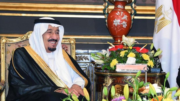 Saudi Arabia's King Salman in the Abdeen Palace, Cairo, last week. 