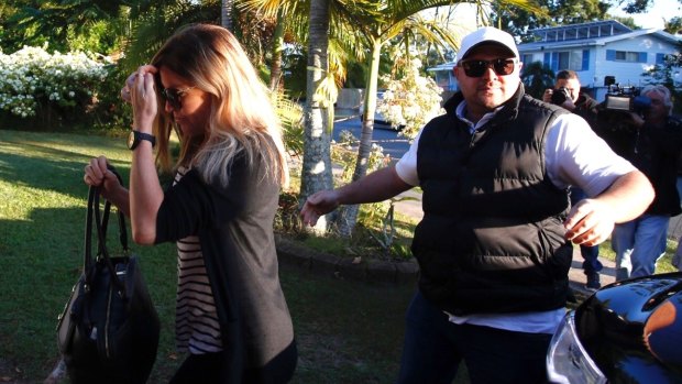Mercedes Corby arrives at the home of her mother, Rosleigh Rose, in Loganlea, south of Brisbane, on Sunday. 