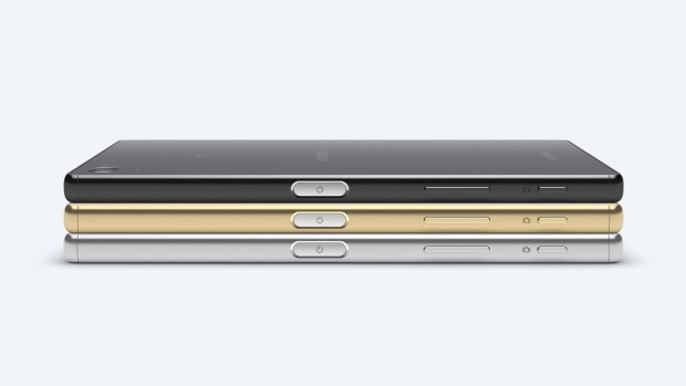 The phone also comes in black and gold, and sports a tiny fingerprint sensor on the power button.