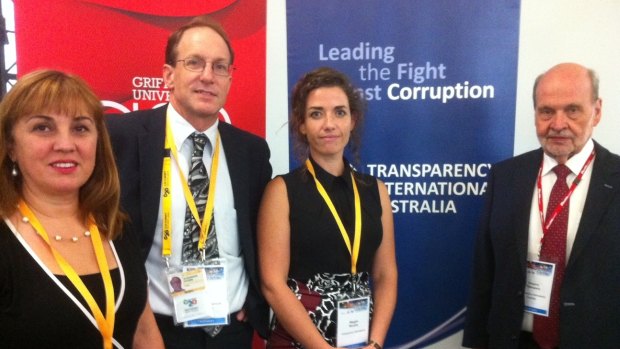 Transparency International representatives Oya Ozarslan (Turkey), Professor AJ Brown (Griffith University), Maggie Murphy (Germany) and Greg Thompson.