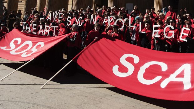 A protest against the University of Sydney's plans for the Sydney College of the Arts.  