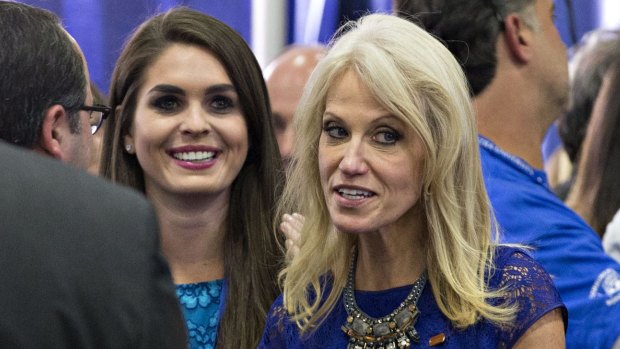 Donald Trump's campaign press secretary Hope Hicks (left) and campaign manager Kellyanne Conway become close to Ivanka Trump during the election.