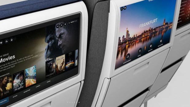 The middle seat's extra width allows for a larger inflight entertainment unit.