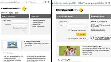 Real or fake? Commonwealth Bank's internet banking sign in webpage.