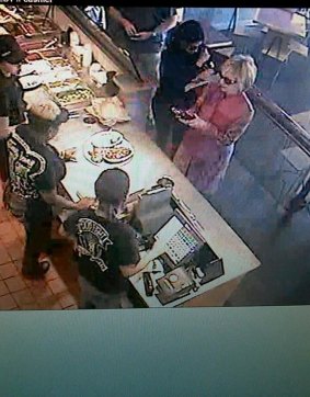 Hillary Clinton picks up lunch at a Chipotle restaurant in Ohio.
